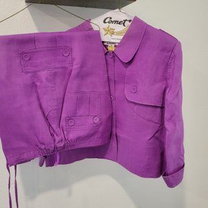 Plus Size 2-pc Magenta colored linen capris set size 2x